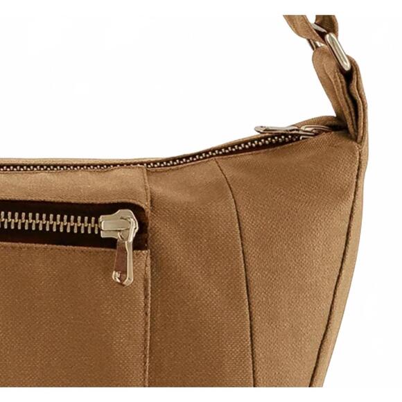 NEW RIVEDROITE PARIS women\'s charlot micro waxed canvas handbag in hazelnut